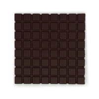 Dark chocolate bar with 72% cocoa content from Peru, featuring a square grid design.